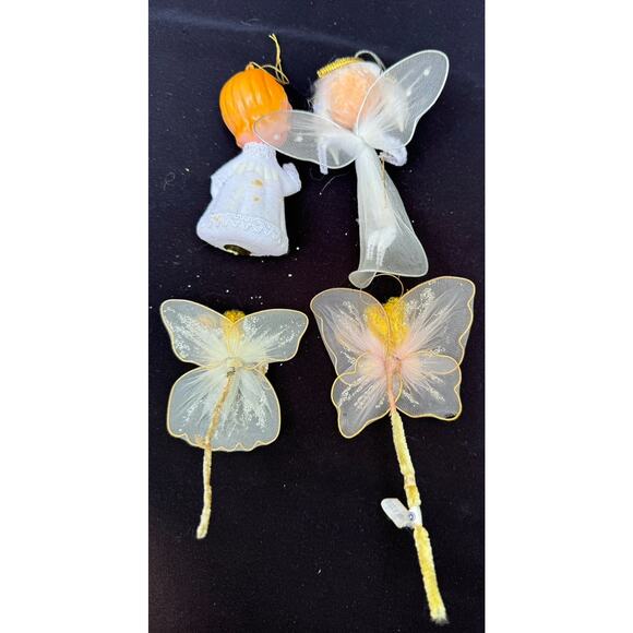 4 Vtg MCM Tulle Chenille Spun Cotton & Plastic Christmas Angels Pipe Cleaner -C2 - Picture 4 of 11